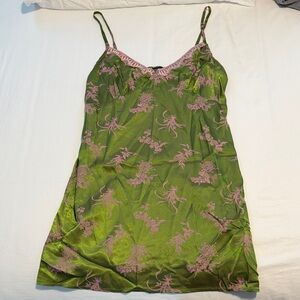 Nasty Gal Green and Pink Floral Women's Slip Dress